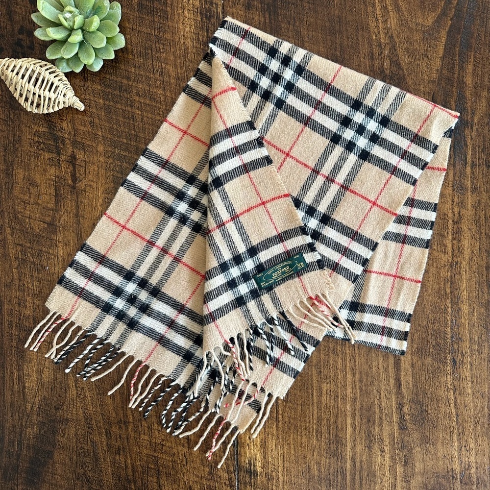Foxford Woolen Mills | Fawn Check Lambswool Scarf